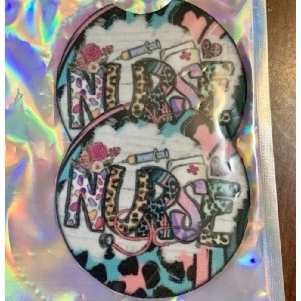 Set/2 new " Nurse " Nursing Car Cup Holder Neoprene Protective Coasters